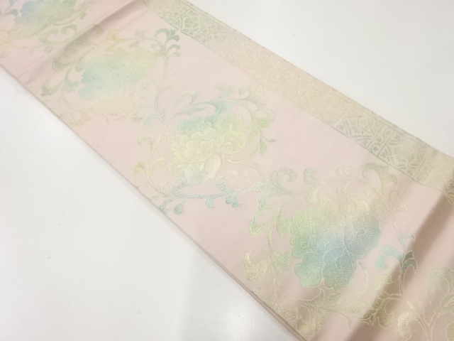 JAPANESE KIMONO / ANTIQUE FUKURO OBI / SILK / WOVEN FLOWER